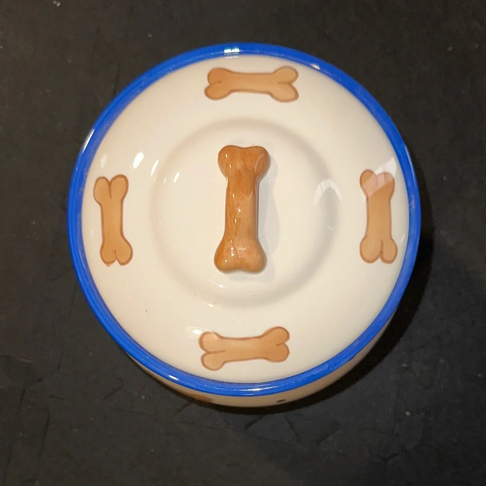 Ceramic Painted Dog Treat Jar with Playful Design